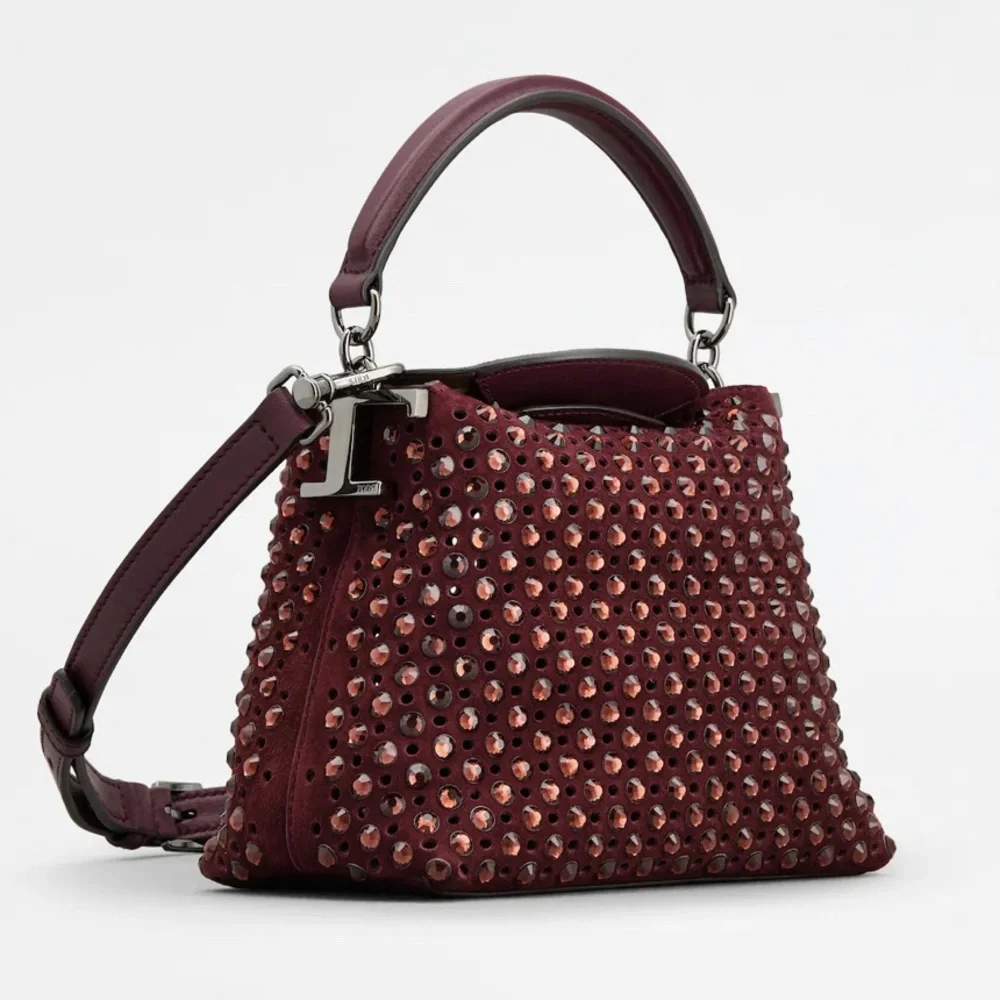 Tod's T Case Tote Messenger Bag in Suede Micro NIB - Picture 3 of 12